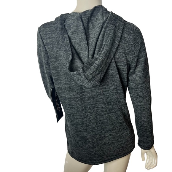 On Que Casuals Charcoal Heather Gray Zip up Hoodie with Rhinestone front pockets - Picture 7 of 11